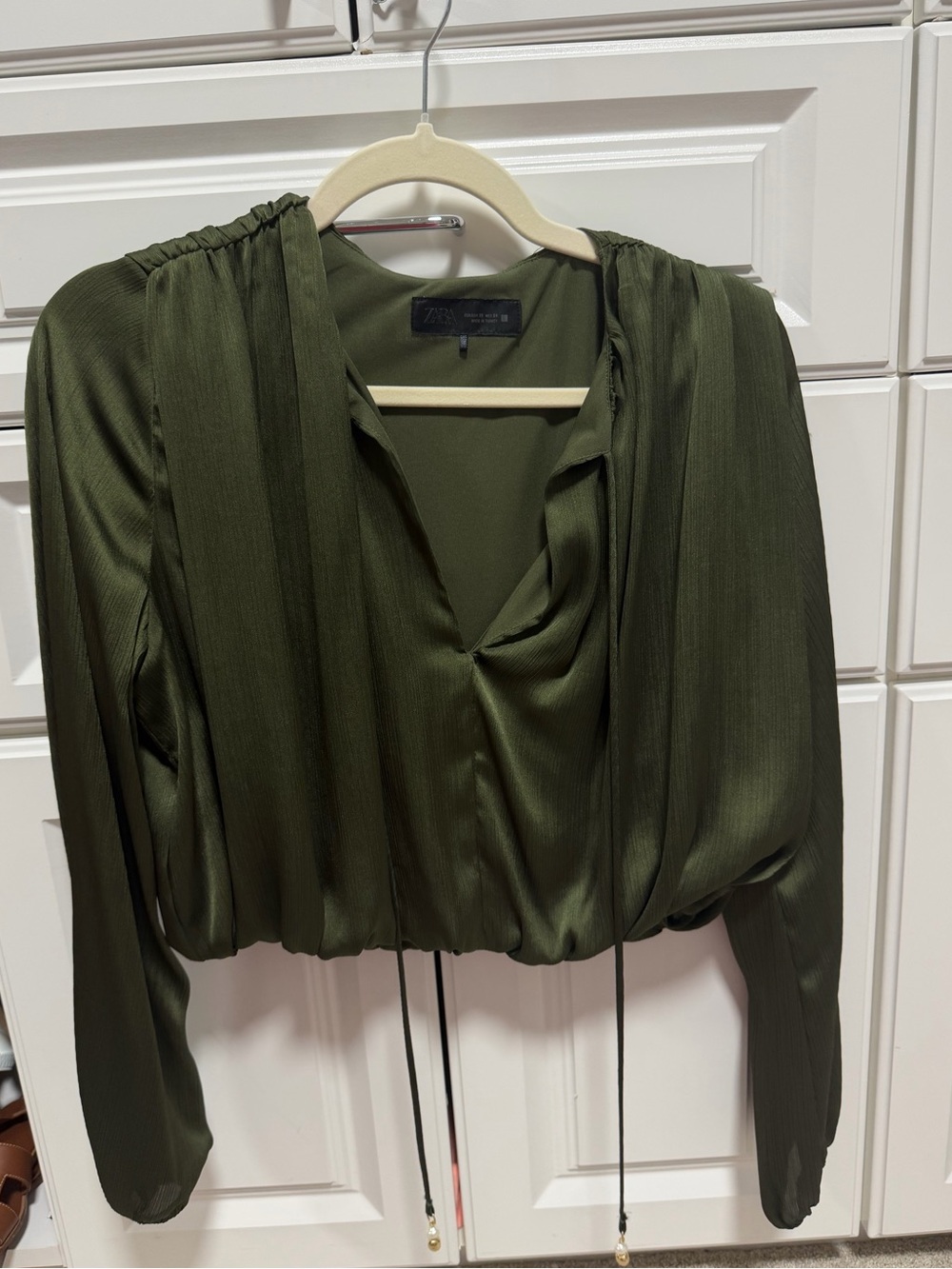 Zara Olive Green Long-Sleeve  Top